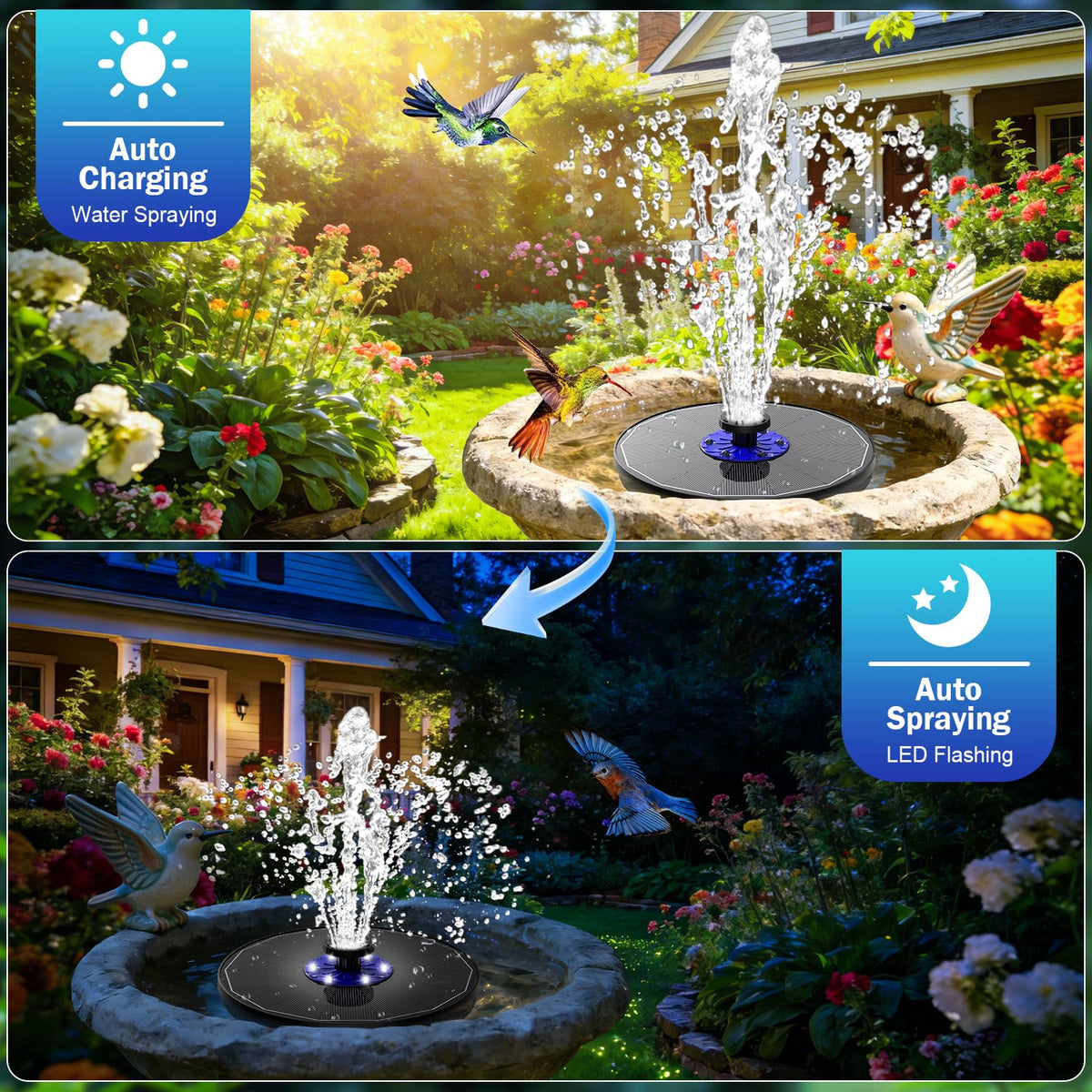 SZMP auto white LED night show illuminates water at dusk for outdoor ambiance.