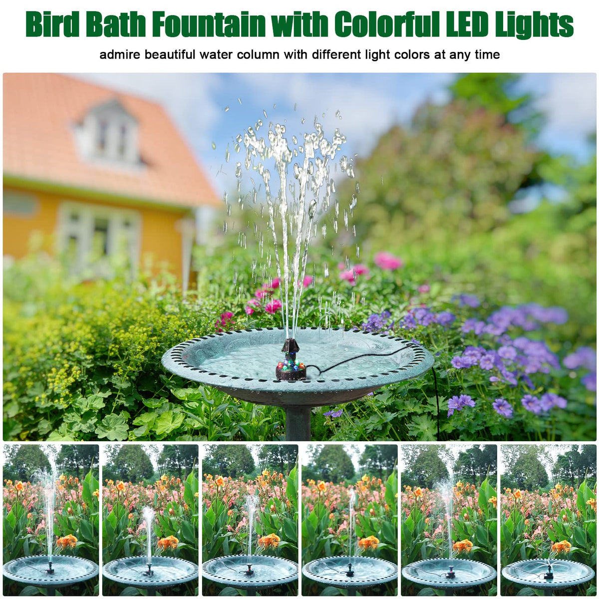 SZMP fountain LED light displaying colorful glow over water