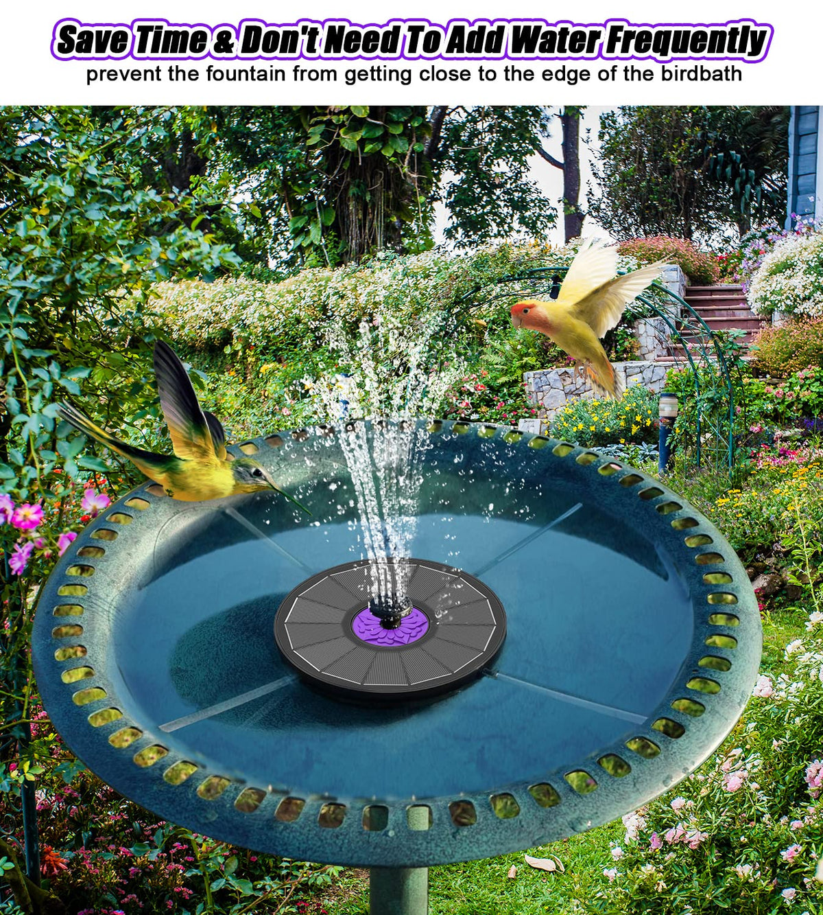 SZMP bird bath scene adds a pleasing garden decoration