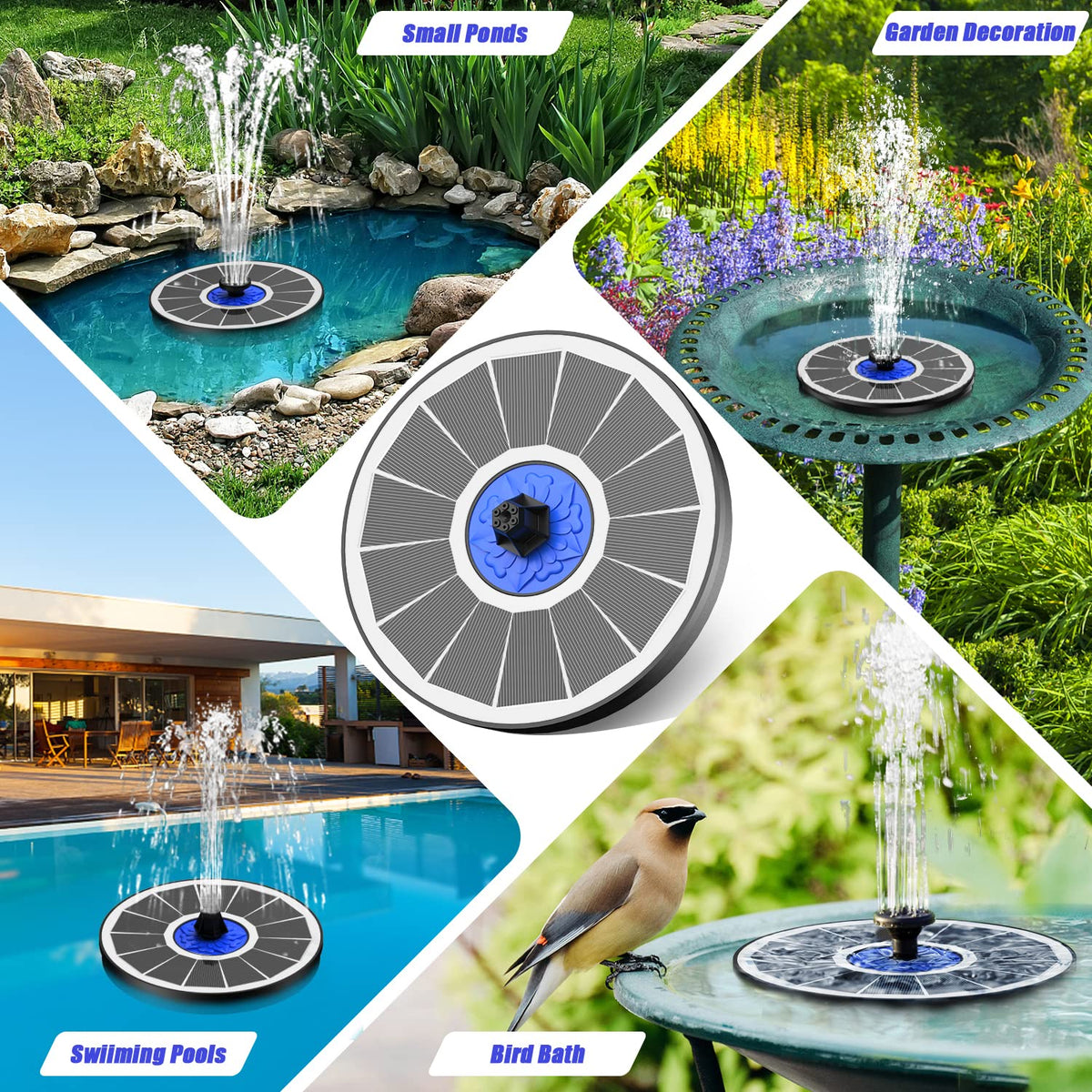 SZMP garden pond setup fountain shown in a versatile outdoor arrangement.