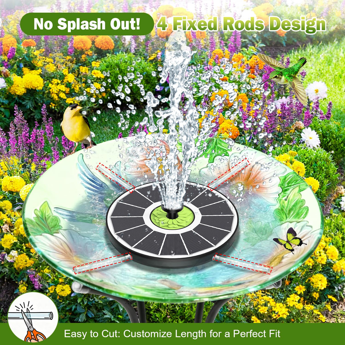 SZMP instant solar start powers the fountain in direct sun without cords