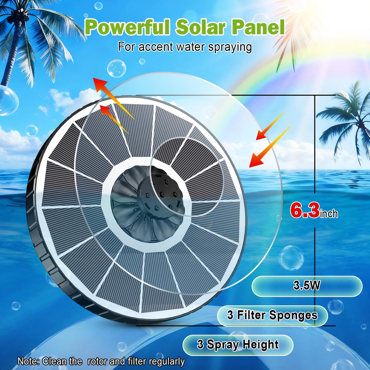 SZMP Solar Fountain setup is easy for outdoor bird baths and gardens