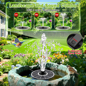 SZMP Solar Fountain shows 270° rotating fixed rods keeping the bird bath centered