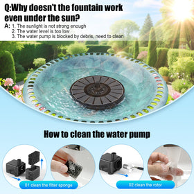 SZMP Solar Fountain adjustable spray height up to 21.6 inches