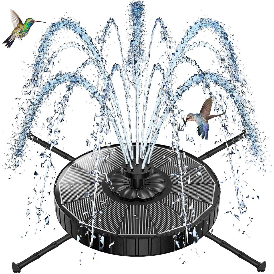 SZMP Solar Fountain with 3 adjustable spray heights for customized displays.