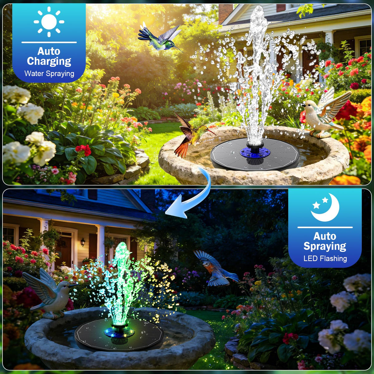 SZMP fountain showing seven nozzle options for varied patterns