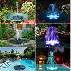 SZMP Solar Fountain 7 nozzles create varied spray patterns for ponds.
