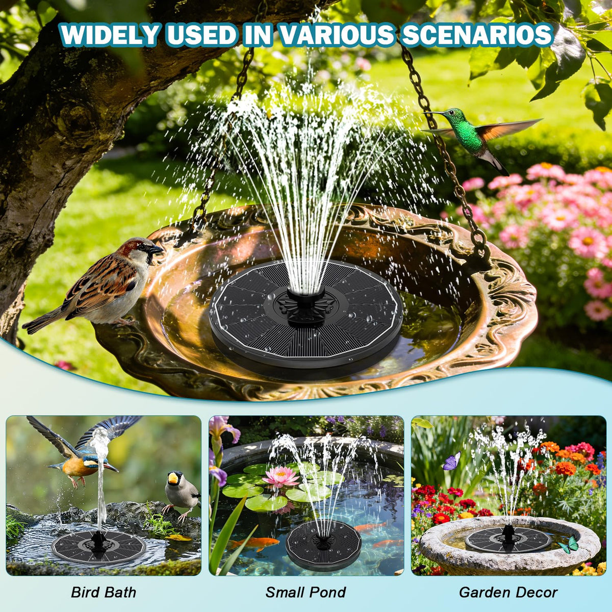 SZMP fountain anti drift fixers keeping the pump centered in the bird bath