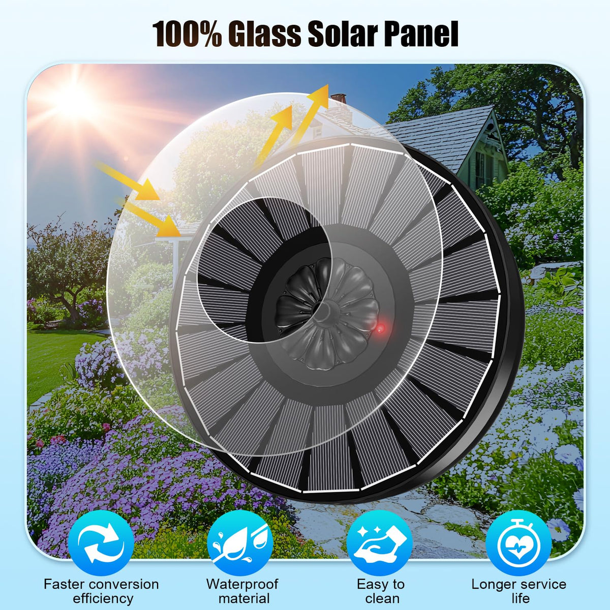 SZMP Solar Fountain battery indicator light shows charging status