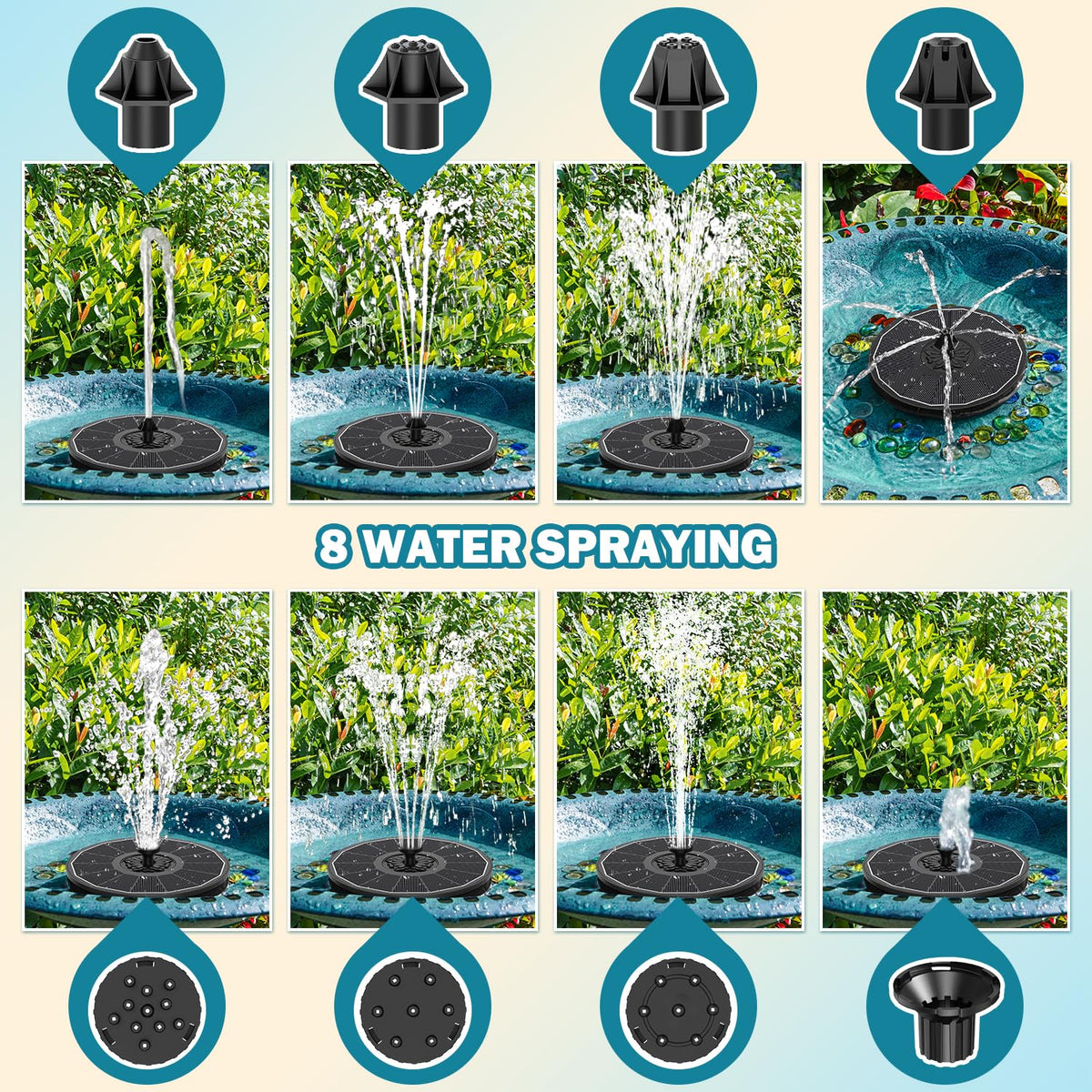 SZMP fountain with sponge filter and water sensor protecting the pump