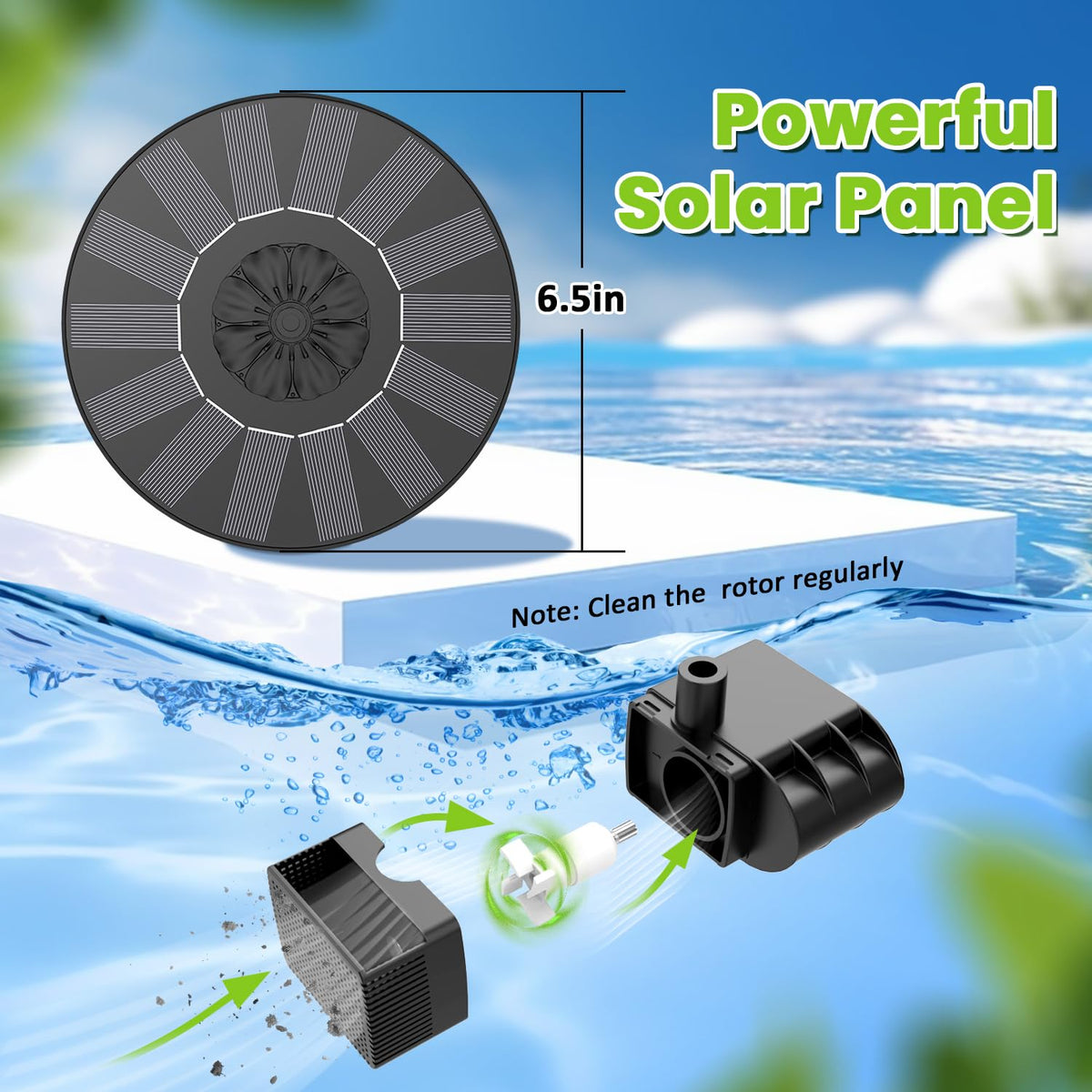 SZMP solar fountain garden ambience with shimmering water display.