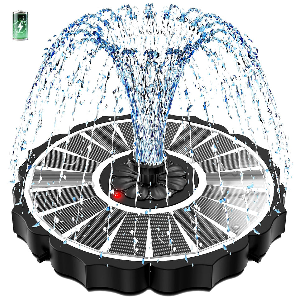 SZMP Solar Fountain with 8-inch glass panel delivers faster charging and stronger pump flow.