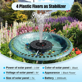 SZMP Solar Fountain multiple nozzles enable varied water spray patterns