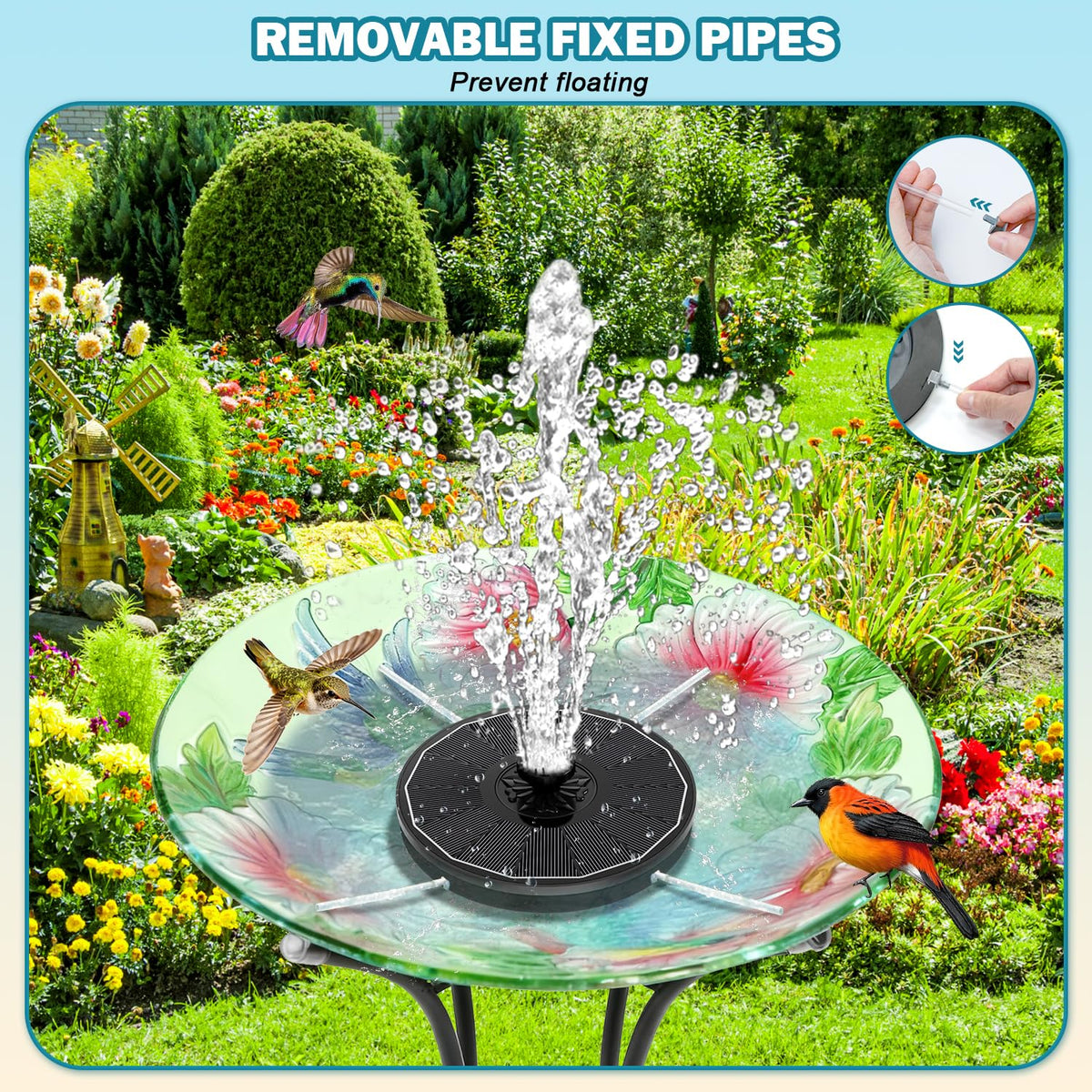SZMP fountain nozzle set displaying 8 spray patterns for customizable water displays