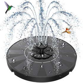 SZMP solar fountain setup in sunlight for effortless garden charm.