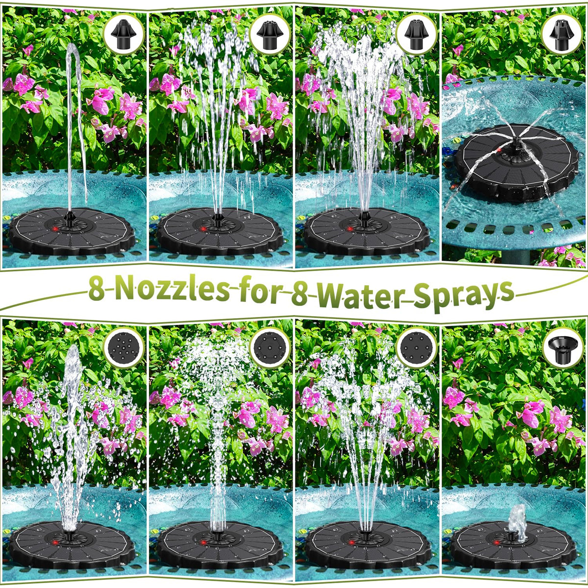 SZMP Solar Fountain smart status indicators provide charge visibility at a glance