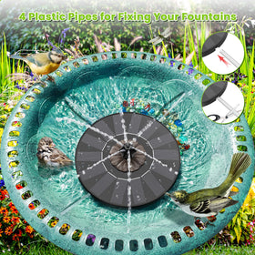 Stable four-rod base reduces splashing in outdoor ponds.