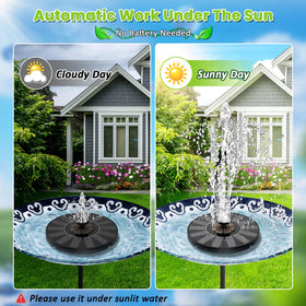 Solar panel powers the SZMP fountain for cord-free operation.