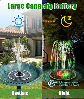 SZMP Solar Fountain includes water protection probes to guard the pump against low water.