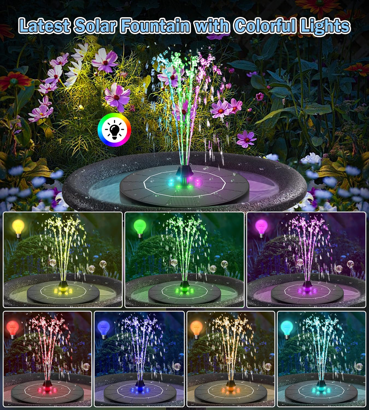 SZMP LED lights cycling colors for nighttime pond ambience