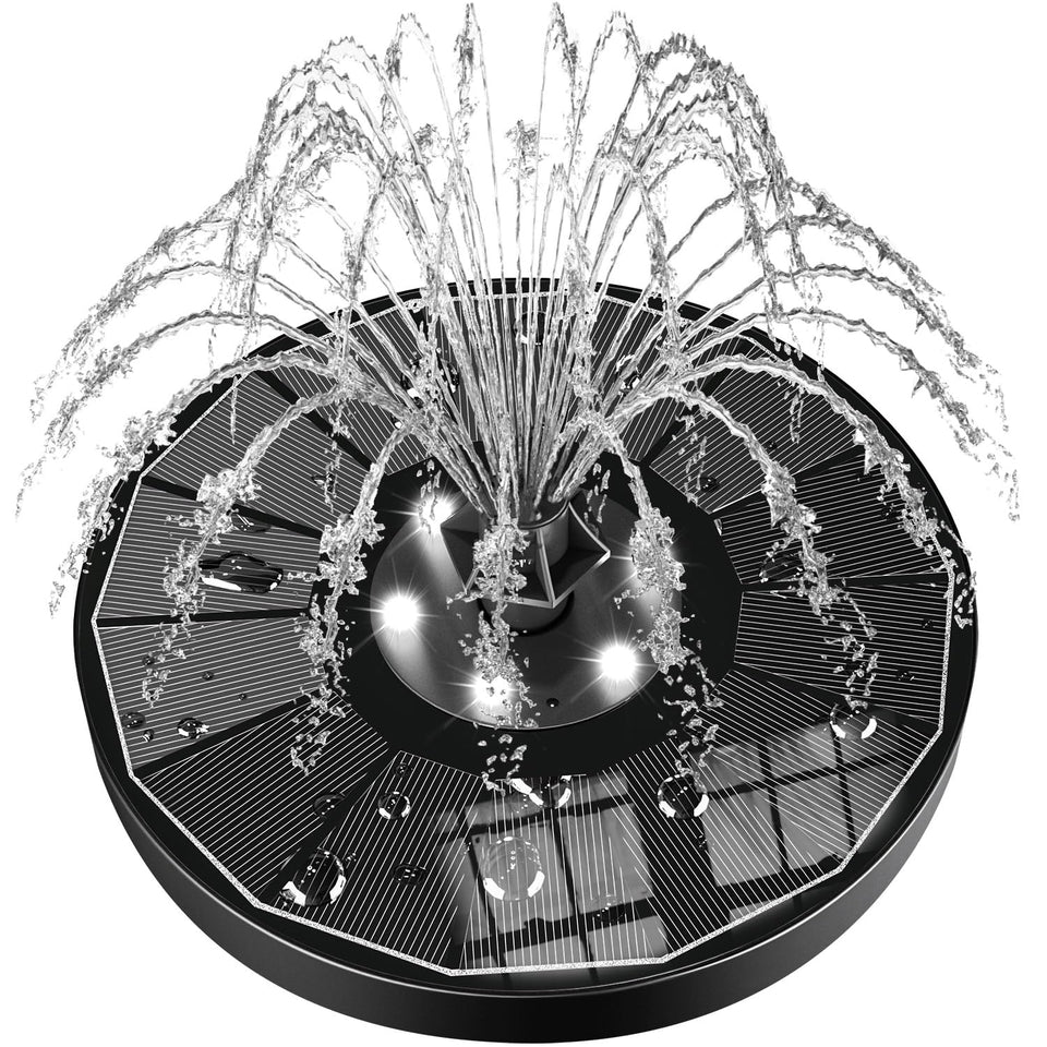 SZMP solar fountain with 100% glass panel for durable outdoor use.