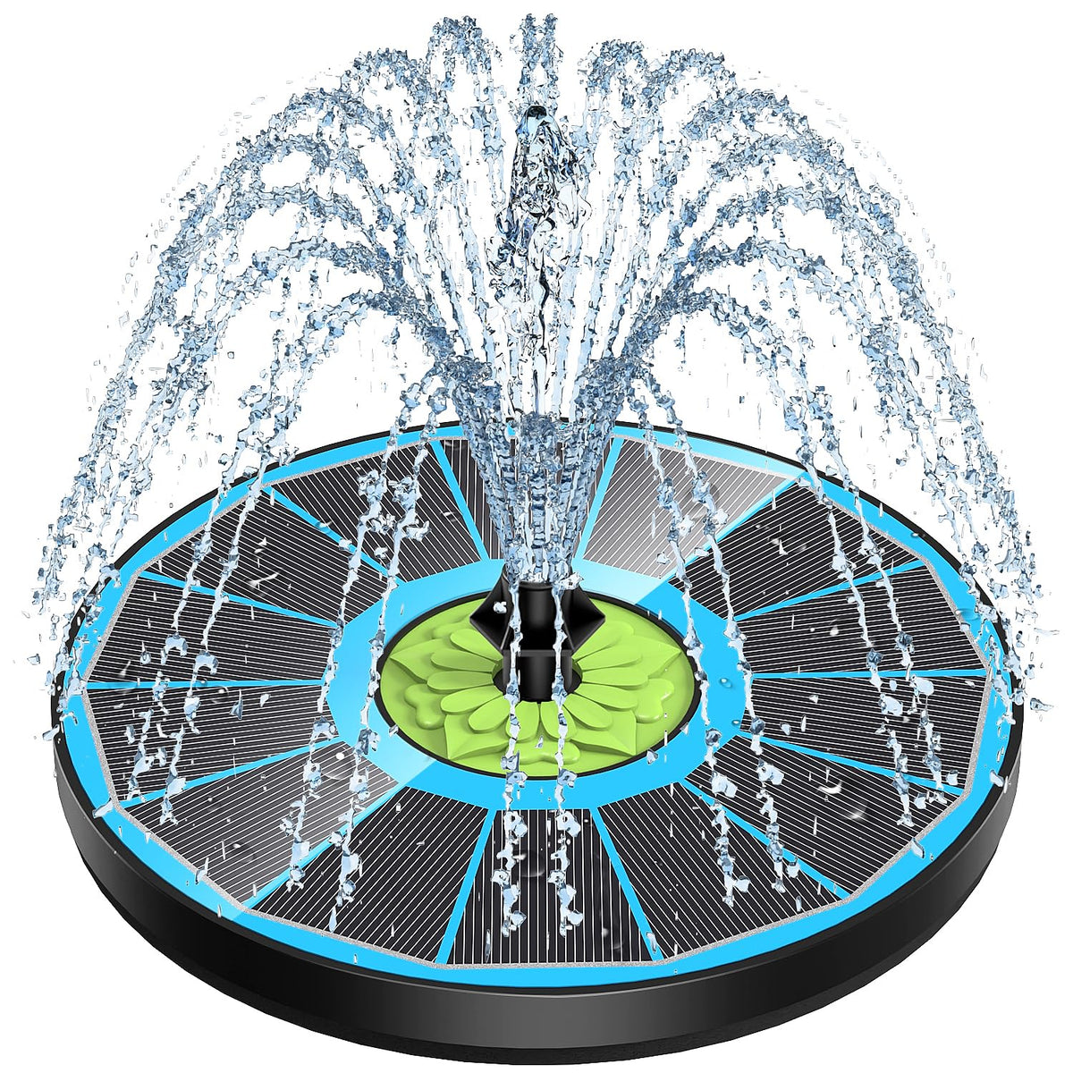 SZMP Upgraded 3.5W glass-panel fountain in blue with steady spray.
