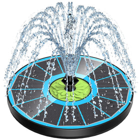 SZMP Upgraded 3.5W glass-panel fountain in blue with steady spray.