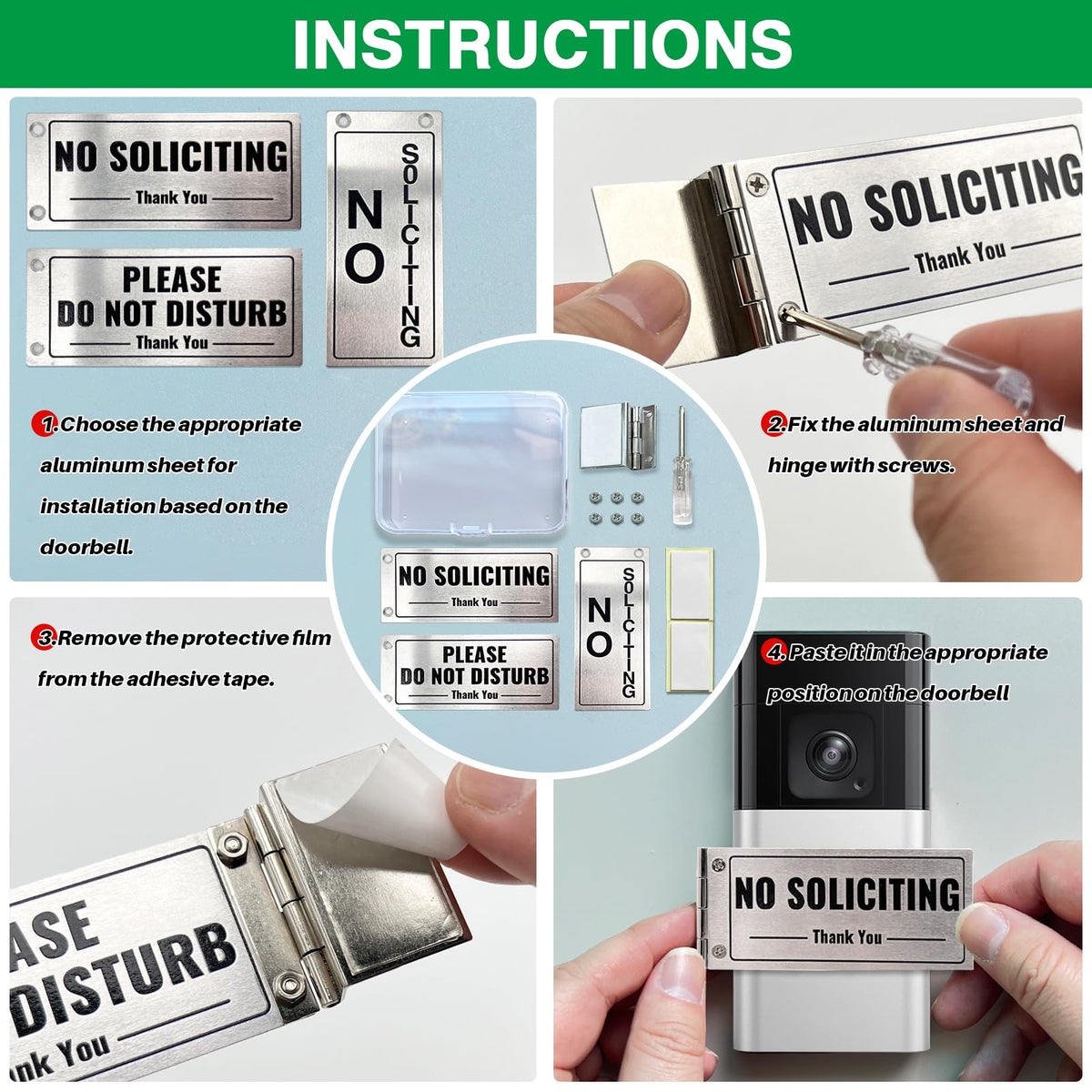 SZTGR easy-stick install; no drilling required for most doorbells.