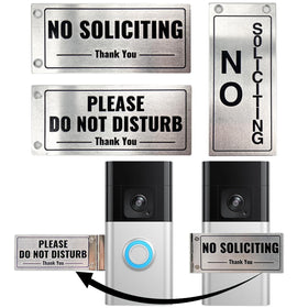SZTGR doorbell cover on left installation; discreet, polite sign for visitors.