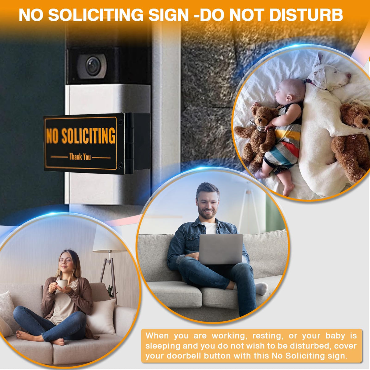 SZTGR reversible aluminum sign on doorbell cover for versatile messaging.
