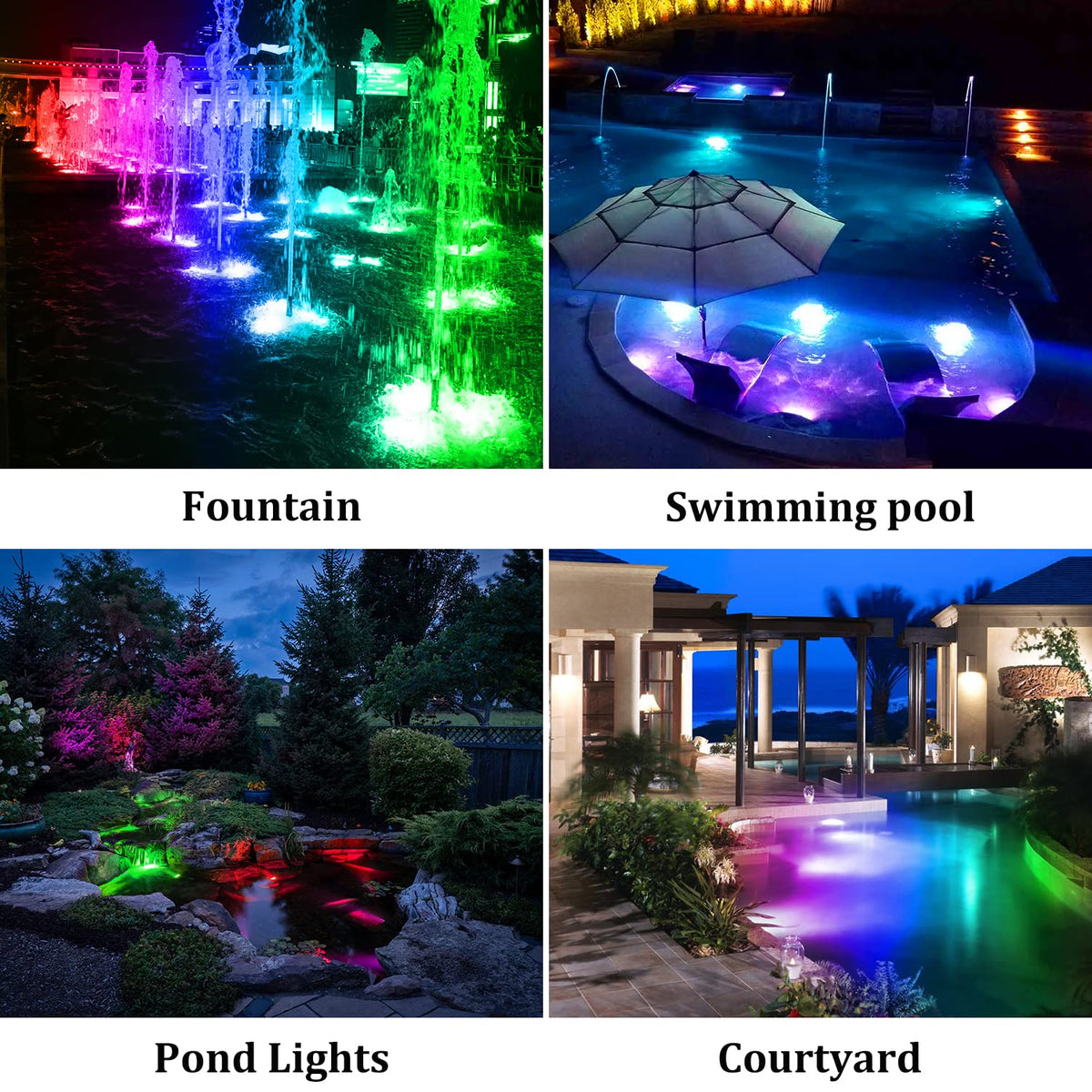 T-SUN pond light can mount on ground or wall for landscape accents.