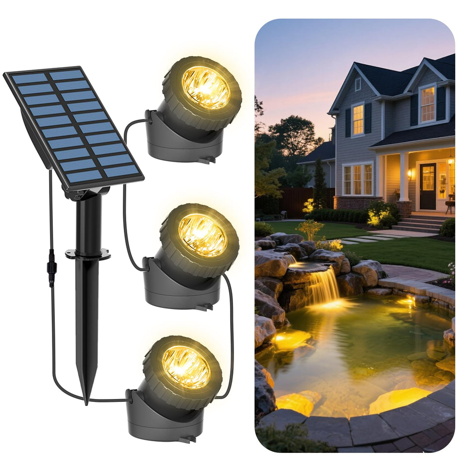 T-SUN 3-in-1 warm white pond lights illuminate water features vividly.