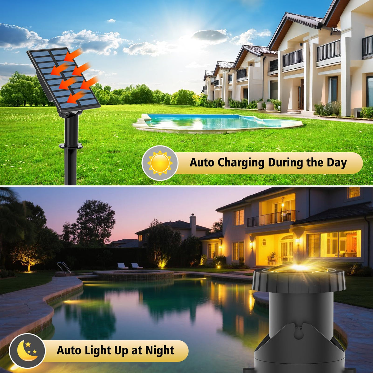 T-SUN floating water lights brighten fountains with gentle glow.
