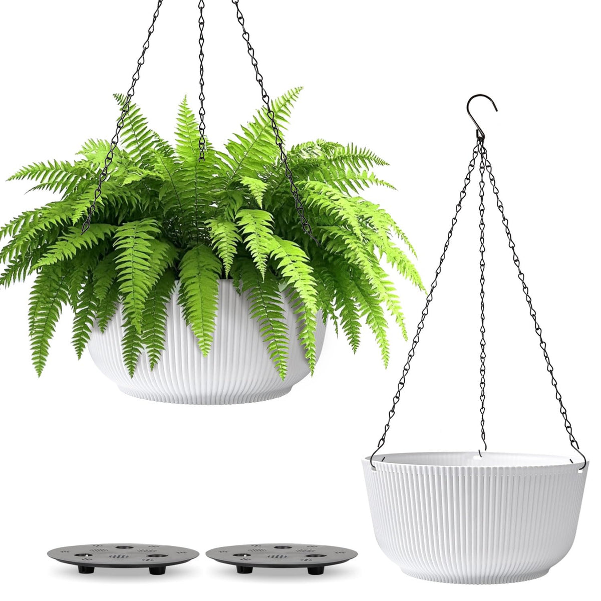 T4U 10-inch white hanging planter with self-watering feature for indoor plants