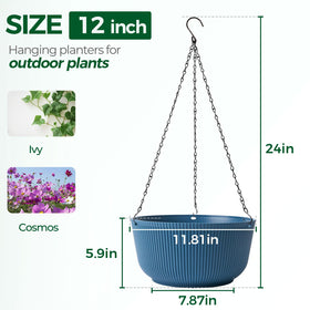 T4U blue self-watering plate visible inside hanging planter