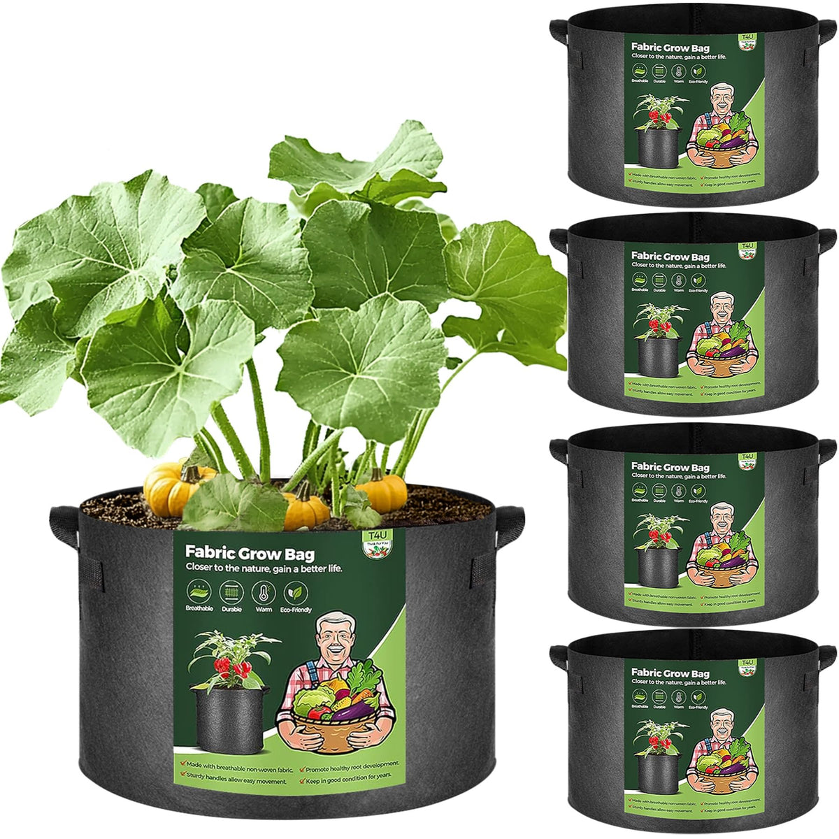 T4U 25-gallon grow bag exterior view showing durable material for year‑round outdoor use.