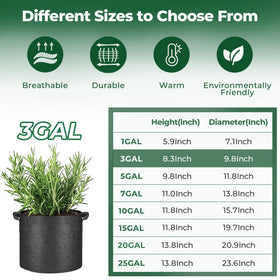 T4U 3 gallon grow bag breathable nonwoven fabric promotes healthy roots and airflow