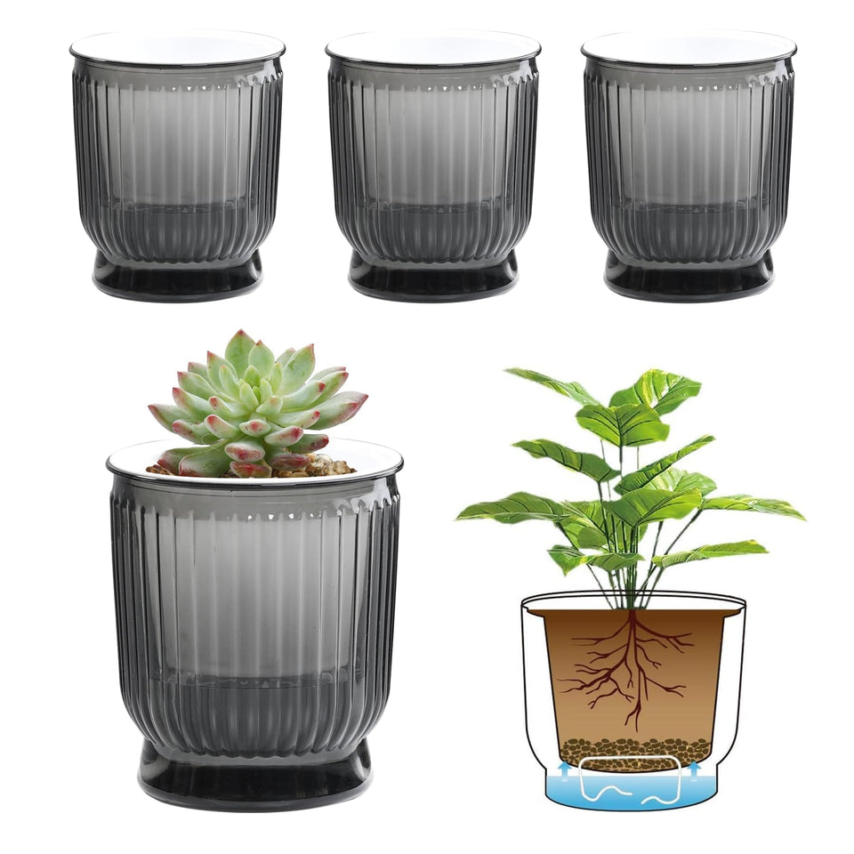 T4U 4-inch self-watering pot with reservoir keeps soil evenly moist for healthy seedlings.