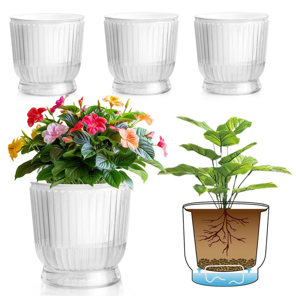 T4U 6-inch self-watering pot with reservoir supports steady moisture for indoor plants.
