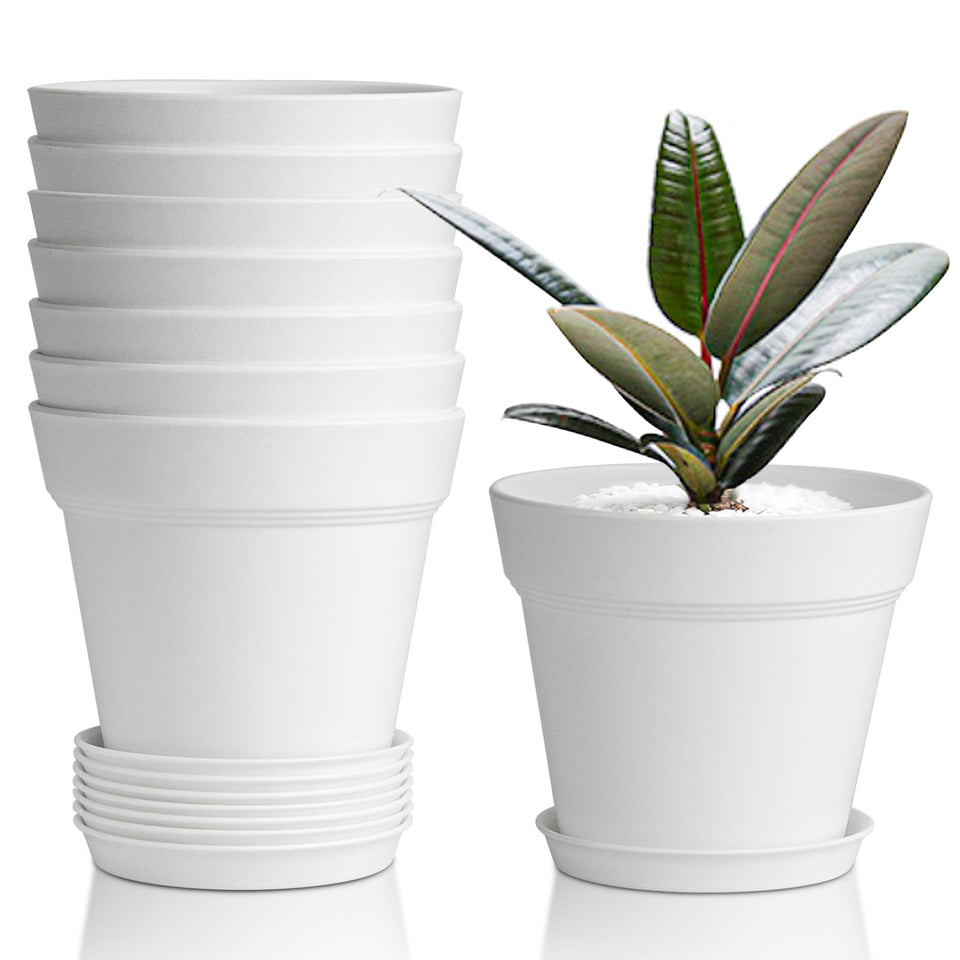 T4U 8-pack 4-inch pots with saucers protect surfaces and simplify watering