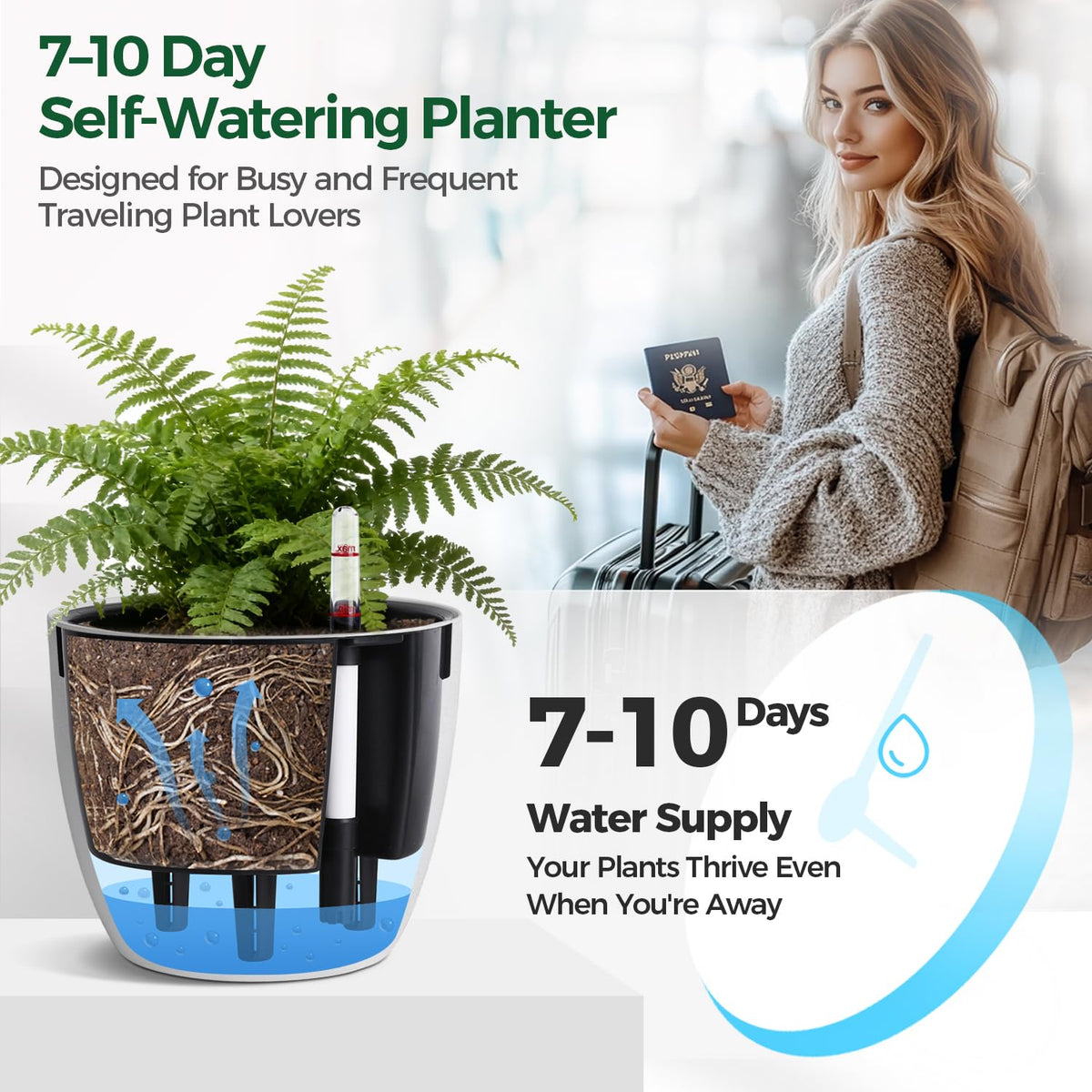 T4U BPA-free plastic planter offers a safe, lightweight indoor option.