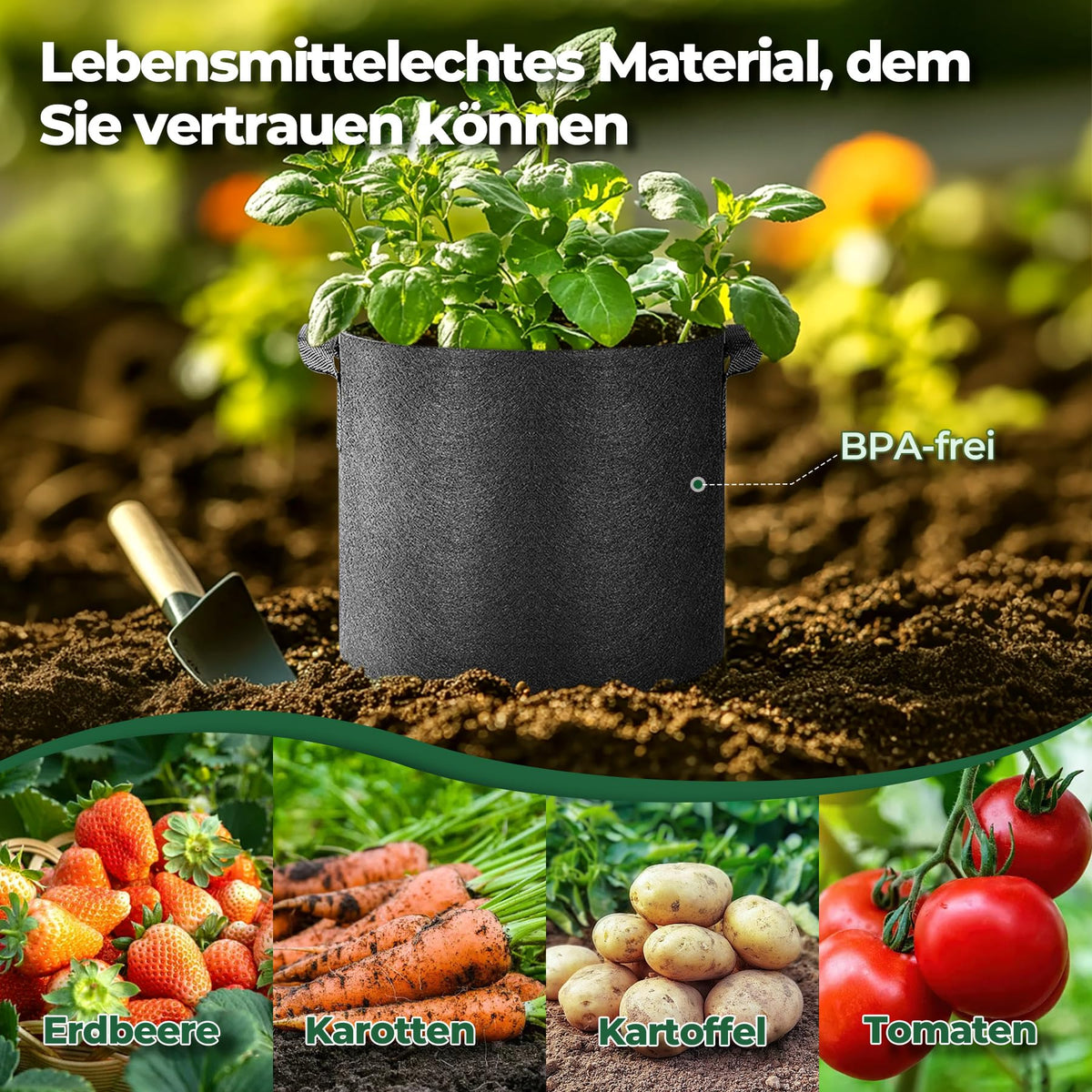 T4U durable tear-resistant fabric pot, angled shot communicates longevity
