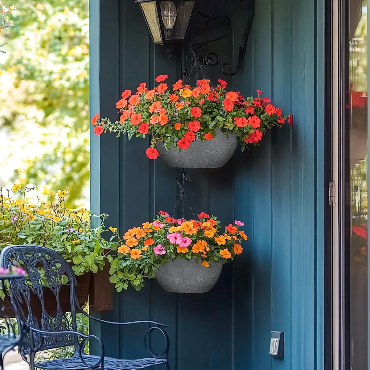 T4U grey planter suitable for indoor and outdoor use on porches and patios.