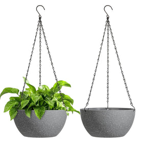 T4U speckled grey 10-inch hanging planter ideal for stylish indoor plant displays.