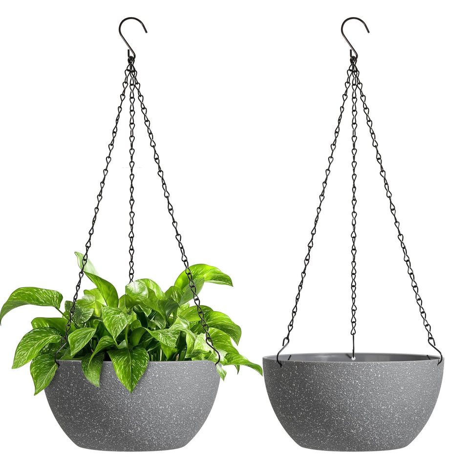 T4U speckled grey 10-inch hanging planter ideal for stylish indoor plant displays.