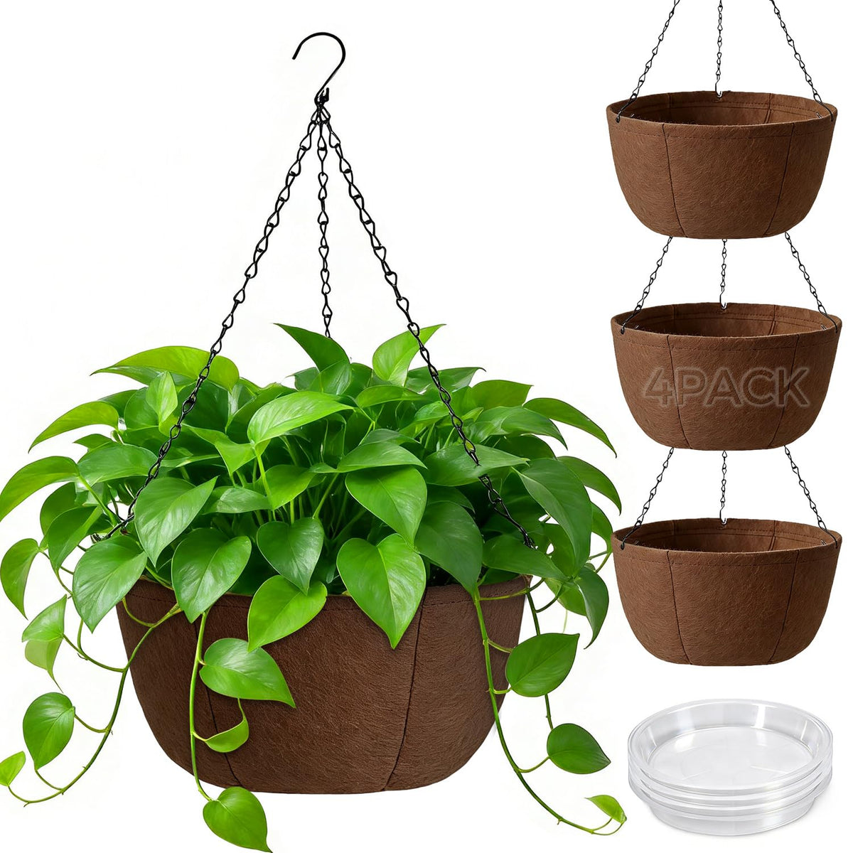 T4U 10-inch hanging planters group on patio showcasing healthy airflow.