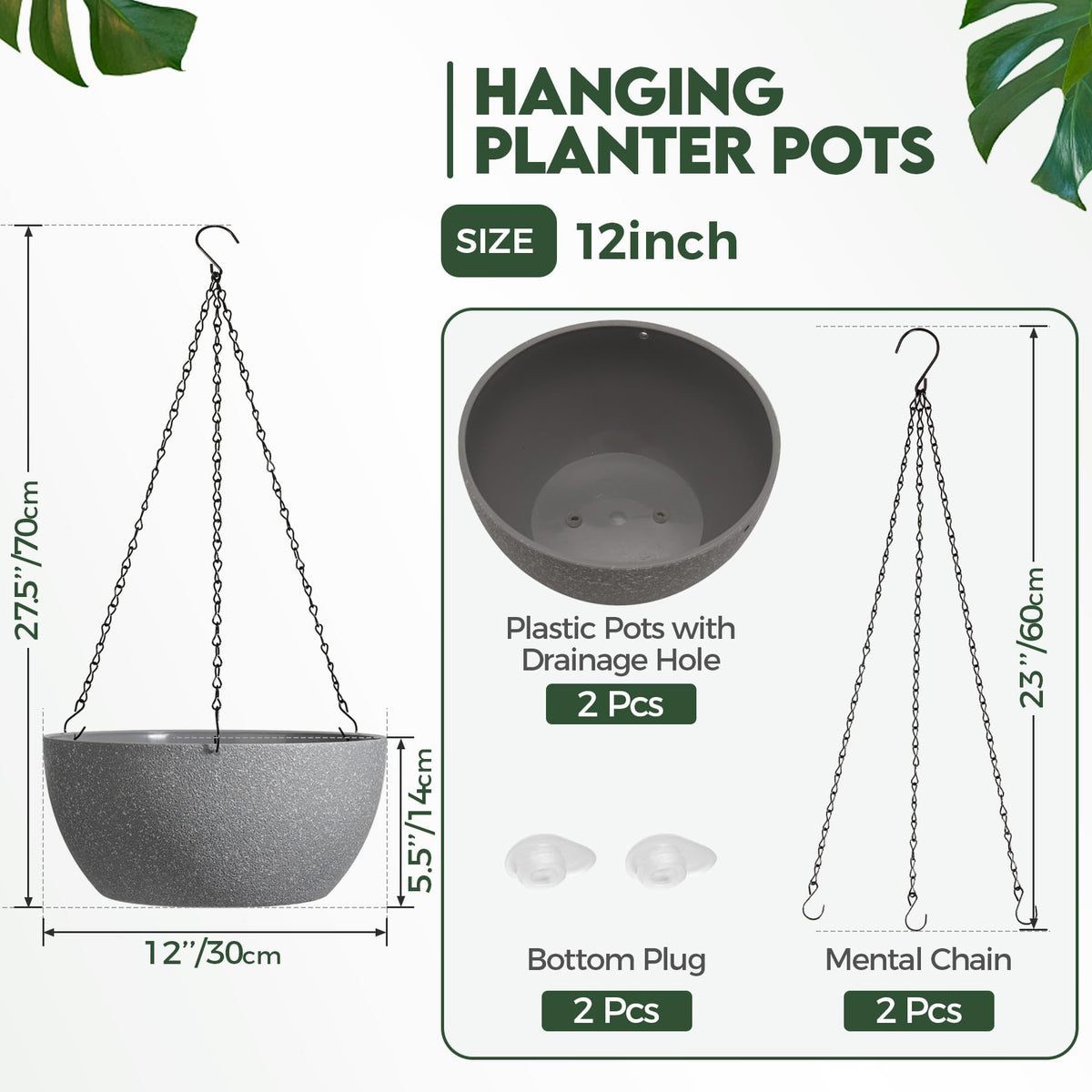 T4U grey round hanging planter on a porch adds fresh ambience.