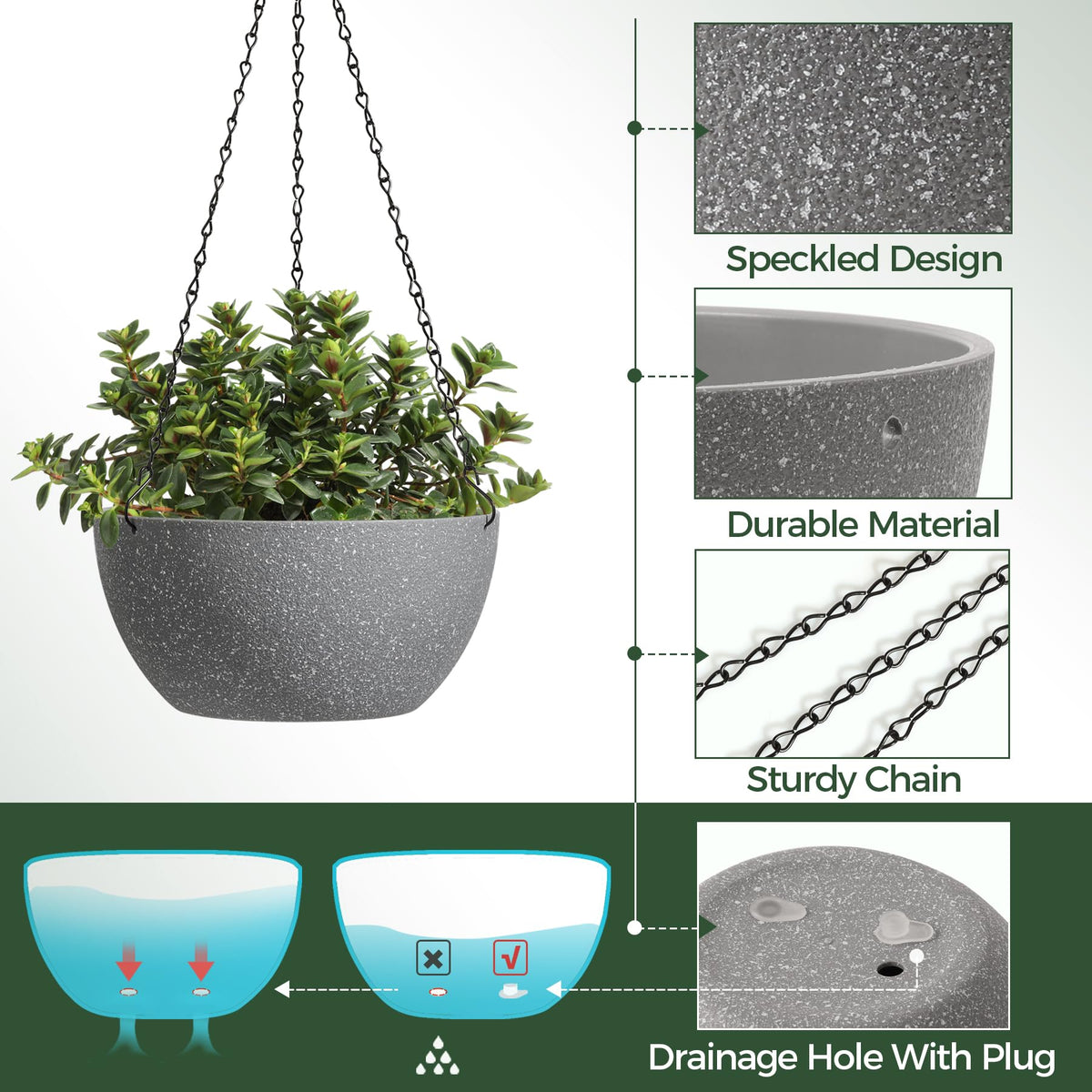 T4U grey planter shown on table, ideal decorative centerpiece.