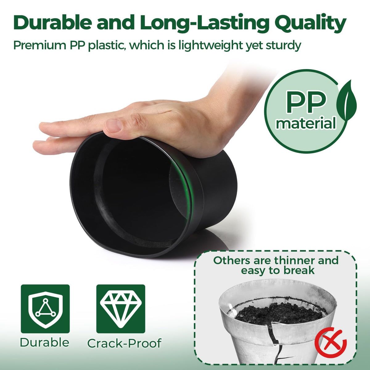 T4U mesh-drainage holes 5-inch pot promotes air and water flow for roots.