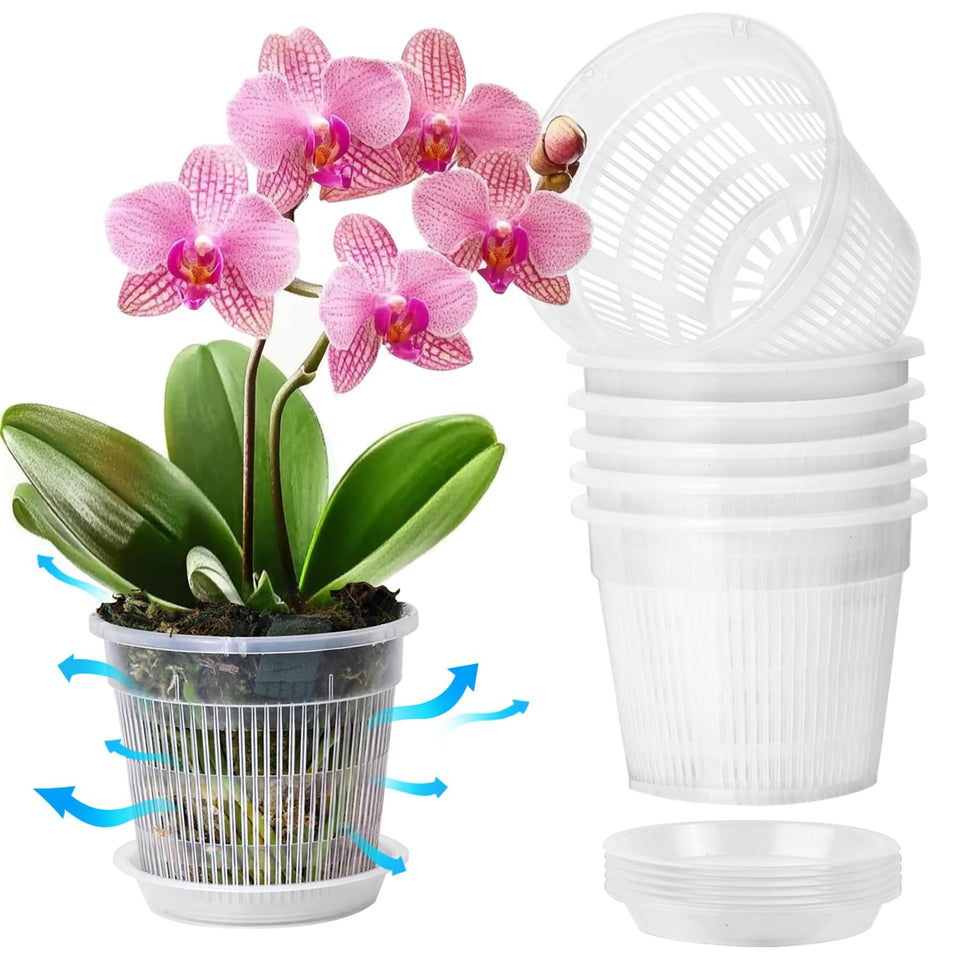 T4U orchid pot clear 4.3-inch walls for easy root monitoring and watering.
